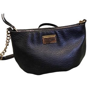 Black Leather Juicy Couture Crossbody Purse with Gold Chain Detail